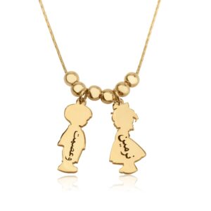 Children Charms Necklace with Arabic Name Engraved - Beleco Jewelry