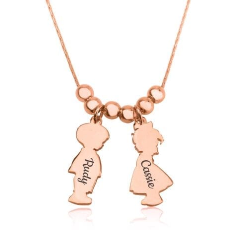 Children Charms Necklace with Name Engraved - Beleco Jewelry