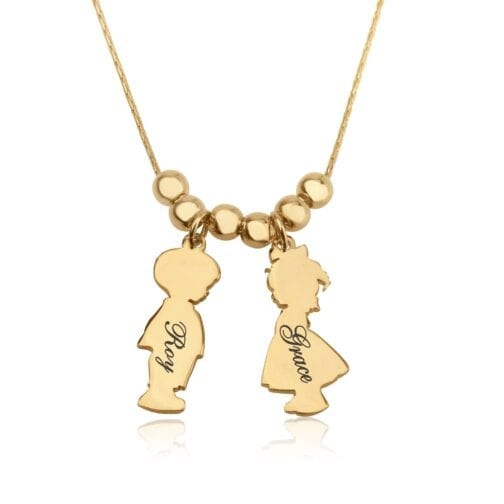 Children Charms Necklace with Name Engraved - Beleco Jewelry