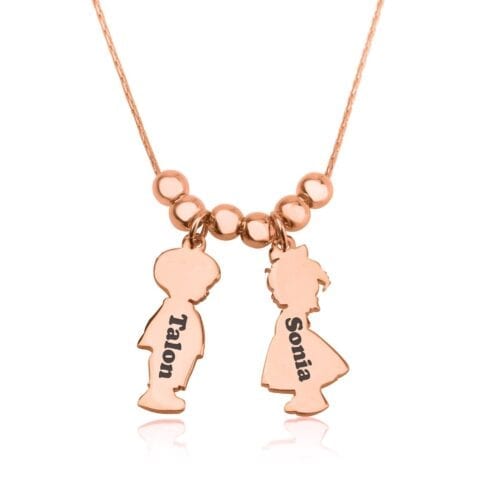 Children Charms Necklace with Name Engraved - Beleco Jewelry