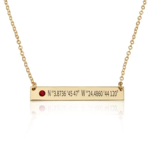 Coordinates Bar Necklace With Birthstone - Beleco Jewelry