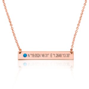 Coordinates Bar Necklace With Birthstone - Beleco Jewelry