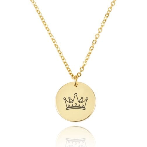 Crown Engraving Disc Necklace - Beleco Jewelry