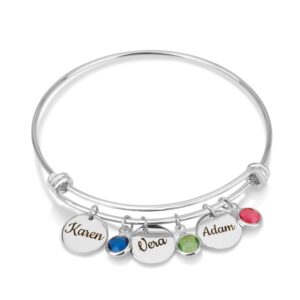 Custom Charm Bracelet with Names and Birthstones - Beleco Jewelry