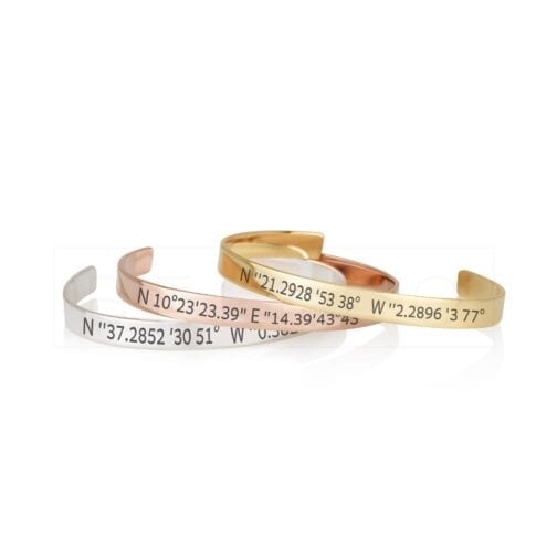 Custom Coordinates Cuff Bracelet - Beleco Jewelry