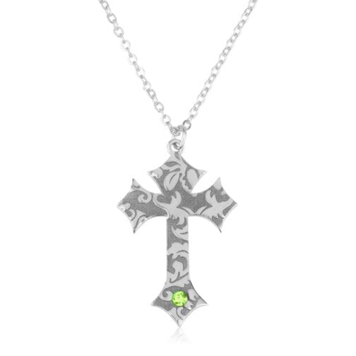 Custom Cross Necklace With Birthstone - Beleco Jewelry