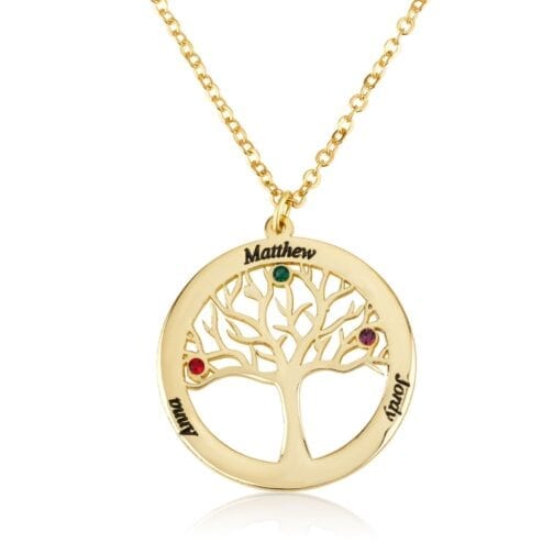 Custom Family Tree Necklace With Birthstones - Beleco Jewelry