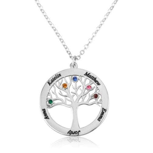 Custom Family Tree Necklace With Birthstones - Beleco Jewelry