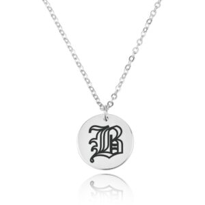 Gothic Initial Disc Necklace - Beleco Jewelry