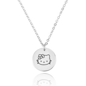 Hello Kitty Engraving Disc Necklace - Beleco Jewelry