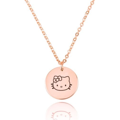Hello Kitty Engraving Disc Necklace - Beleco Jewelry
