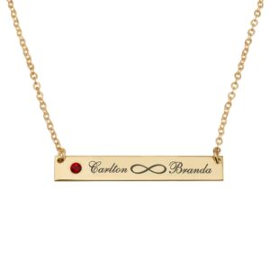 Infinity Names Bar Necklace With Birthstone - Beleco Jewelry