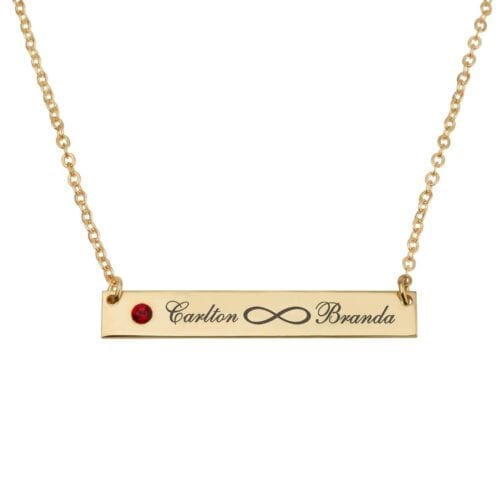 Infinity Names Bar Necklace With Birthstone - Beleco Jewelry