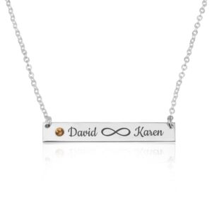 Infinity Names Bar Necklace With Birthstone - Beleco Jewelry