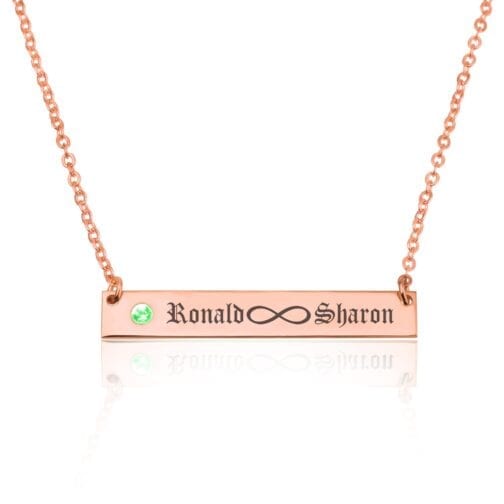 Infinity Names Bar Necklace With Birthstone - Beleco Jewelry