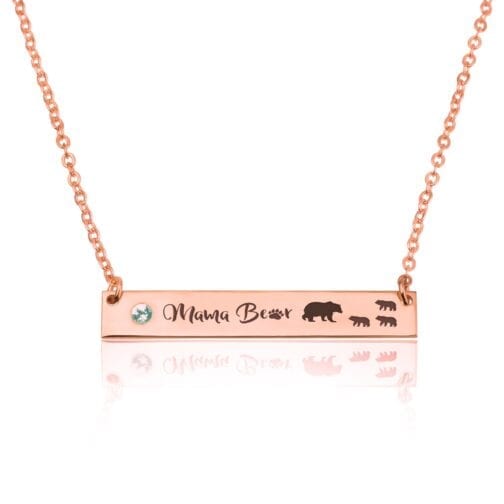 Mama Bear Necklace With Swarovski Birthstone - Beleco Jewelry