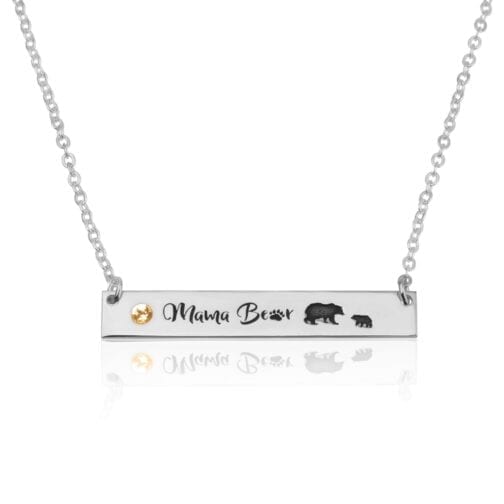 Mama Bear Necklace With Swarovski Birthstone - Beleco Jewelry