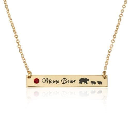 Mama Bear Necklace With Swarovski Birthstone - Beleco Jewelry