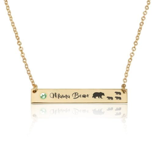 Mama Bear Necklace With Swarovski Birthstone - Beleco Jewelry