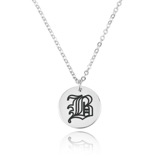Old English Initial Disc Necklace - Beleco Jewelry