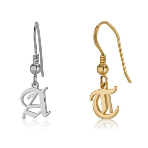 Old English Initial Earrings - Beleco Jewelry