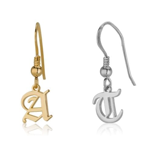 Old English Initial Earrings - Beleco Jewelry