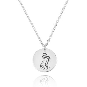 Pregnancy Announcement Engraving Disc Necklace - Beleco Jewelry