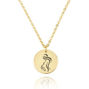 Pregnancy Announcement Engraving Disc Necklace - Beleco Jewelry