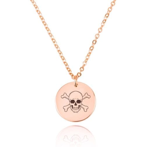 Skull Engraving Disc Necklace - Beleco Jewelry