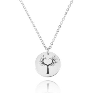 Stand By Me Tree Engraving Disc Necklace - Beleco Jewelry