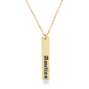 Vertical Bar Necklace With Engraving - Beleco Jewelry