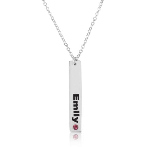 Vertical Bar Necklace With Engraving - Beleco Jewelry