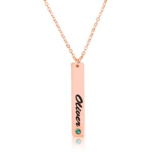 Vertical Bar Necklace With Engraving - Beleco Jewelry