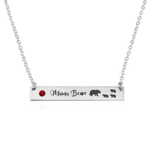 ⁦שרשרת בר מתנה לאמא עם אבן לידה  - Mama Bear⁩ – תמונה ⁦2⁩